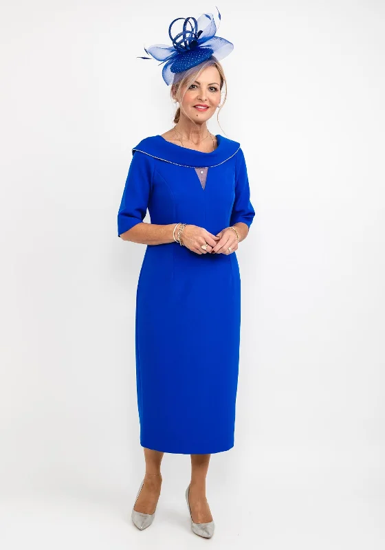 Elastic - waist midi dress for maximum comfort and flexibilityCassandra Diamante Trim Cowl Midi Dress, Royal Blue
