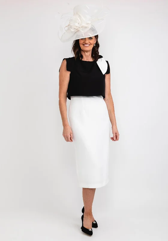 Wrap - style midi dress with a customizable fitCasting Overlay Bodice Midi Dress, Black & White Wrap - style midi dress with a customizable fitCasting Overlay Bodice Midi Dress, Black & White