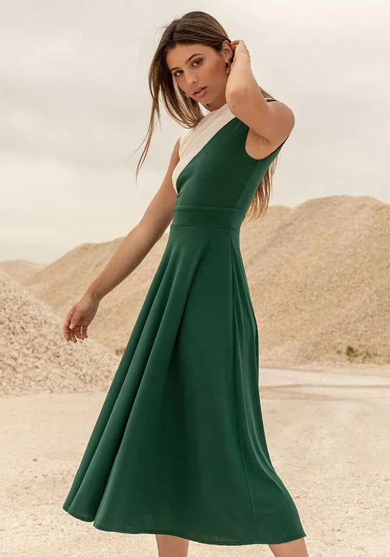 Mermaid - style midi dress for a figure - hugging and glamorous lookCayro Colour Block Midi Dress, Green & White Mermaid - style midi dress for a figure - hugging and glamorous lookCayro Colour Block Midi Dress, Green & White