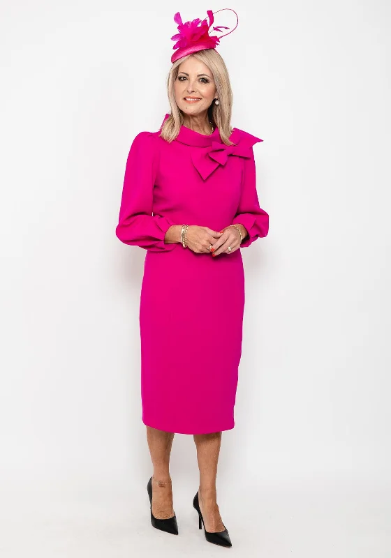 Midi dress for evening events when paired with the right accessoriesClaudia C Maia Bow Neck Midi Dress, Fuchsia Midi dress for evening events when paired with the right accessoriesClaudia C Maia Bow Neck Midi Dress, Fuchsia