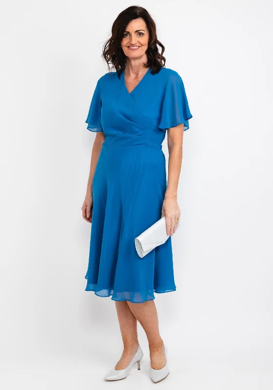 Off - the - shoulder midi dress for a flirty and romantic lookCoco Doll Helena Crepe Midi Dress, Royal