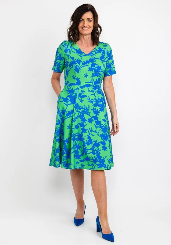 Halter - neck midi dress for a modern and stylish lookCoco Doll Judy Print Midi Dress, Green & Royal