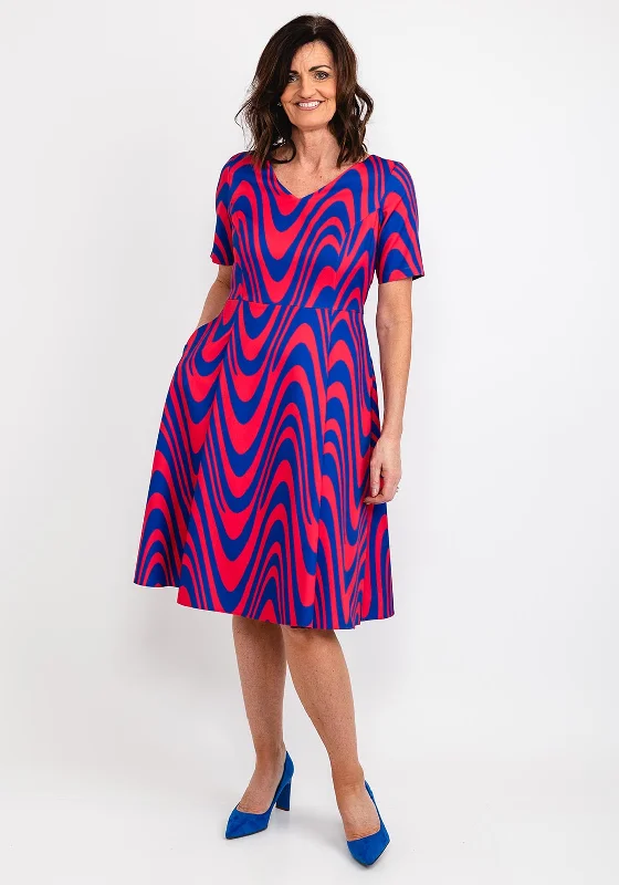Velvet midi dress for a luxurious and soft feelCoco Doll Judy Print Midi Dress, Pink & Royal