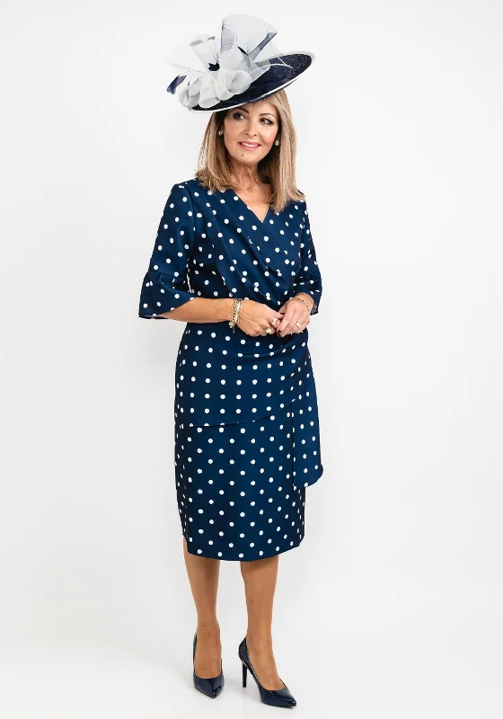 90s - inspired grunge midi dress with a casual and edgy lookCoco Doll Robi Polka Dot Draped Midi Dress, Navy