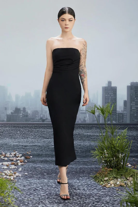 Turtleneck midi dress for a sophisticated and elegant styleCrooked Skyline Strapless Waist Pleated Wool Cotton Midi Dress Turtleneck midi dress for a sophisticated and elegant styleCrooked Skyline Strapless Waist Pleated Wool Cotton Midi Dress