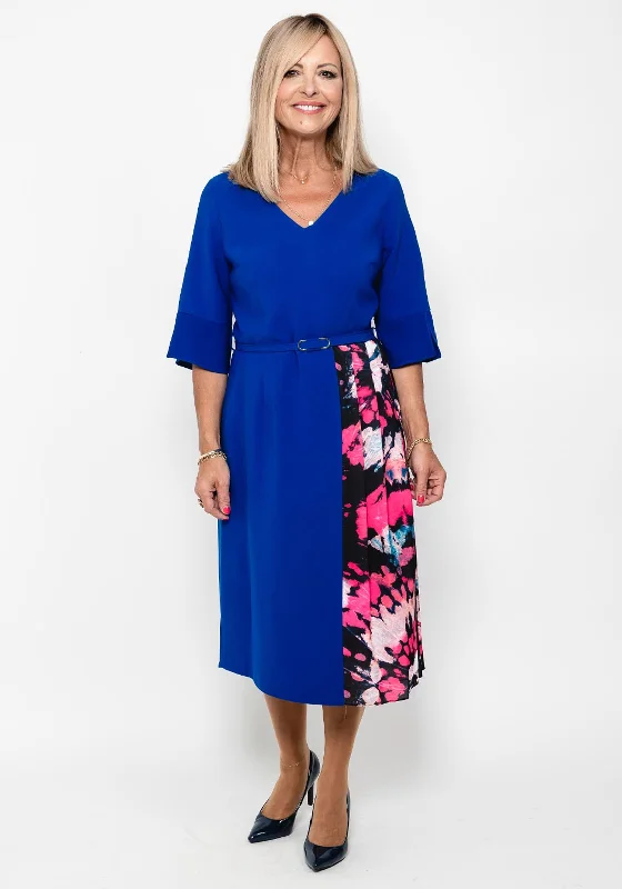 Collared midi dress for a more formal and put - together lookElla Boo Print Pleat Panel Midi Dress, Royal Blue Collared midi dress for a more formal and put - together lookElla Boo Print Pleat Panel Midi Dress, Royal Blue