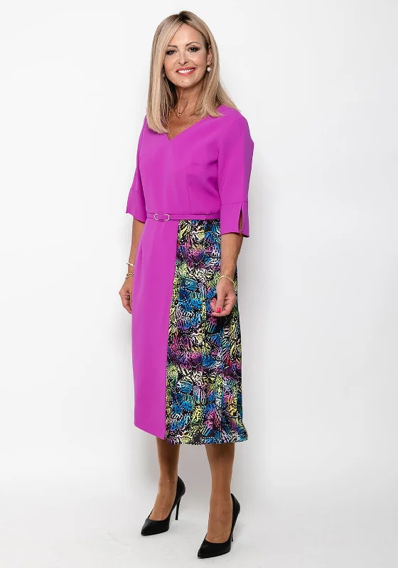 High - low hem midi dress for a modern and stylish lookElla Boo Print Pleat Panel Midi Dress, Fuchsia High - low hem midi dress for a modern and stylish lookElla Boo Print Pleat Panel Midi Dress, Fuchsia