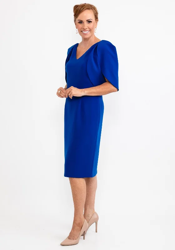 High - waisted pleated midi dress for a trendy and stylish appearanceElla Boo Oversize Tulip Sleeve Pencil Midi Dress, Royal High - waisted pleated midi dress for a trendy and stylish appearanceElla Boo Oversize Tulip Sleeve Pencil Midi Dress, Royal