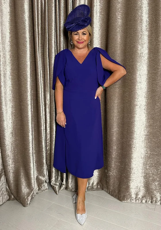 Ruffled hem midi dress for a charming and playful vibeElla Boo Oversize Tulip Sleeve Midi Dress, Purple Ruffled hem midi dress for a charming and playful vibeElla Boo Oversize Tulip Sleeve Midi Dress, Purple