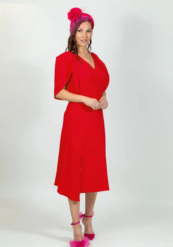 Color - block midi dress for a bold and contemporary statementElla Boo Oversize Tulip Sleeve Midi Dress, Red Color - block midi dress for a bold and contemporary statementElla Boo Oversize Tulip Sleeve Midi Dress, Red