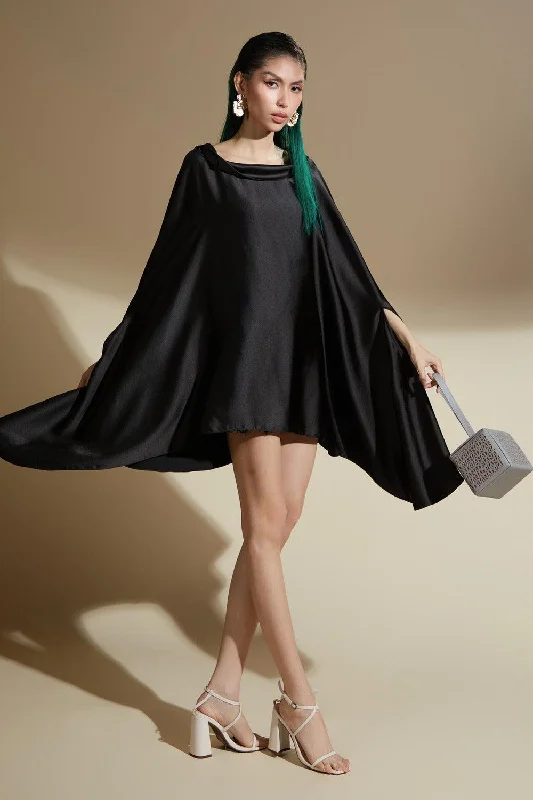 Party Dresses with Sequined Hearts and Satin and Lace Combination for Ladies' Valentine's Day Party RomanceEmmalyn Flared Batwing Sleeved Silk Satin Mini Dress Party Dresses with Sequined Hearts and Satin and Lace Combination for Ladies' Valentine's Day Party RomanceEmmalyn Flared Batwing Sleeved Silk Satin Mini Dress