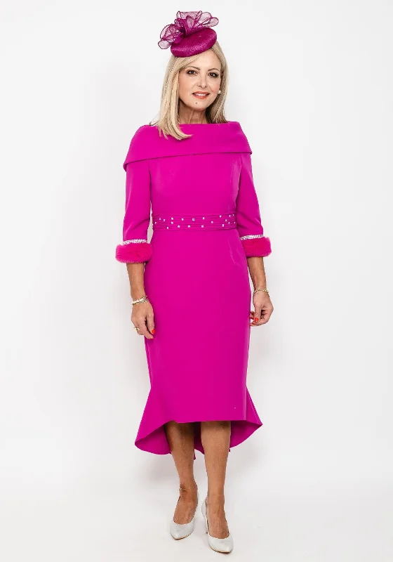 Striped cotton midi dress for a classic and timeless lookGabriela Sanchez Detailed Fishtail Midi Dress, Fuchsia Striped cotton midi dress for a classic and timeless lookGabriela Sanchez Detailed Fishtail Midi Dress, Fuchsia