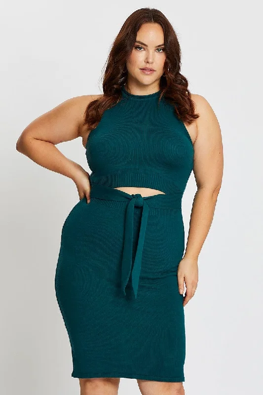 Party Dresses with Sheer Sleeve and Sequined Cuffs and Bow at the Waist and Embroidered Skirt for Ladies' Elegant and Intricate LookGreen Sleeveless Tie Front Knitted Dress Party Dresses with Sheer Sleeve and Sequined Cuffs and Bow at the Waist and Embroidered Skirt for Ladies' Elegant and Intricate LookGreen Sleeveless Tie Front Knitted Dress