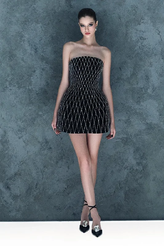 Vintage Inspired Party Dresses for Ladies' Retro Themed GatheringsHeliya A-line Straight Across Neck Silk Mini Dress Vintage Inspired Party Dresses for Ladies' Retro Themed GatheringsHeliya A-line Straight Across Neck Silk Mini Dress
