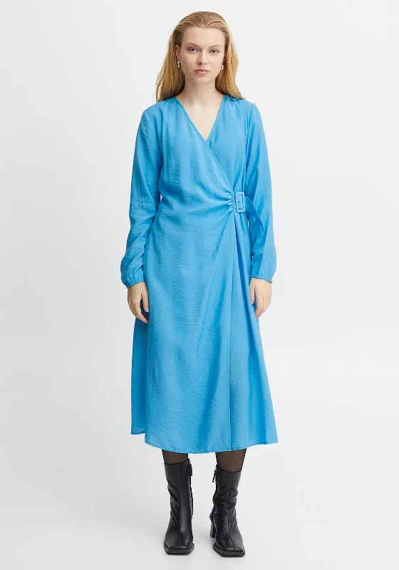 Midi dress for a yoga class with a flexible and breathable fabricIchi Belted Wrap Midi Dress, Blithe Midi dress for a yoga class with a flexible and breathable fabricIchi Belted Wrap Midi Dress, Blithe