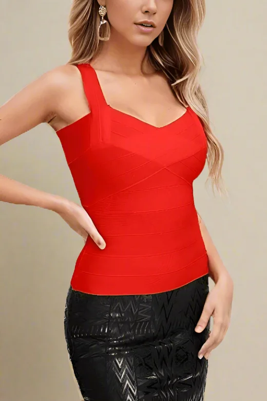 Party Dresses with Bell Sleeves and Ruffled Hem for Ladies' Retro CharmJay Bandage Top - Lipstick Red Party Dresses with Bell Sleeves and Ruffled Hem for Ladies' Retro CharmJay Bandage Top - Lipstick Red