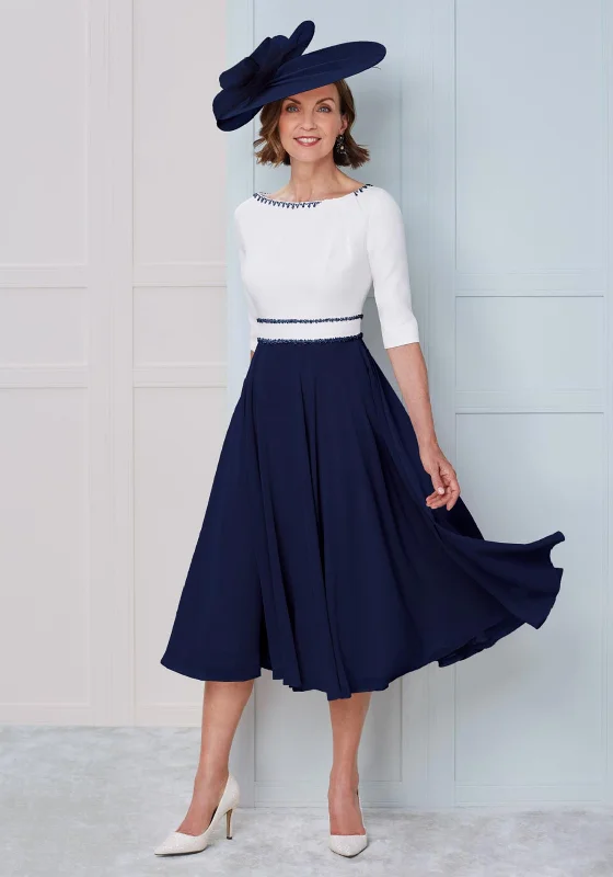 Midi dress for travel due to its versatility and durabilityJohn Charles Chiffon Skirt Midi Dress, Navy & Ivory Midi dress for travel due to its versatility and durabilityJohn Charles Chiffon Skirt Midi Dress, Navy & Ivory