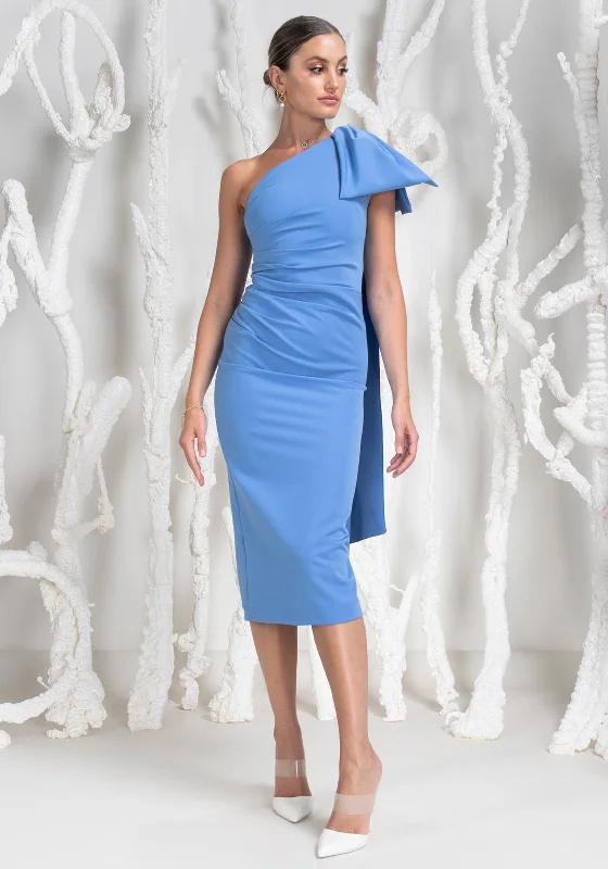 Contemporary - designed midi dress with modern detailsKevan Jon Krystle One Shoulder Midi Dress, Cornflower Contemporary - designed midi dress with modern detailsKevan Jon Krystle One Shoulder Midi Dress, Cornflower