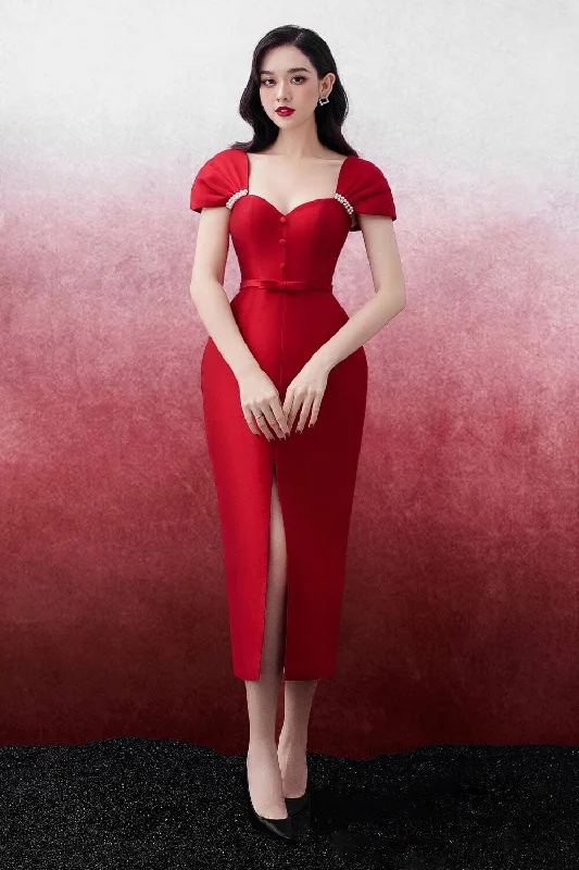 Wrap - style midi dress with a customizable fitLaramie Pegged Sweetheart Neck Trerena Taffeta Midi Dress Wrap - style midi dress with a customizable fitLaramie Pegged Sweetheart Neck Trerena Taffeta Midi Dress