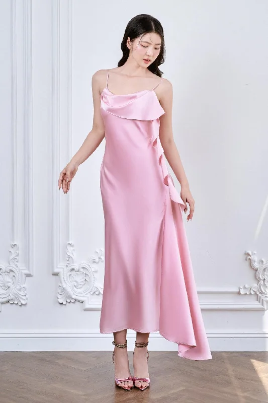 High - waisted pleated midi dress for a trendy and stylish appearanceLavena Slip Extended Flap Silk Midi Dress High - waisted pleated midi dress for a trendy and stylish appearanceLavena Slip Extended Flap Silk Midi Dress