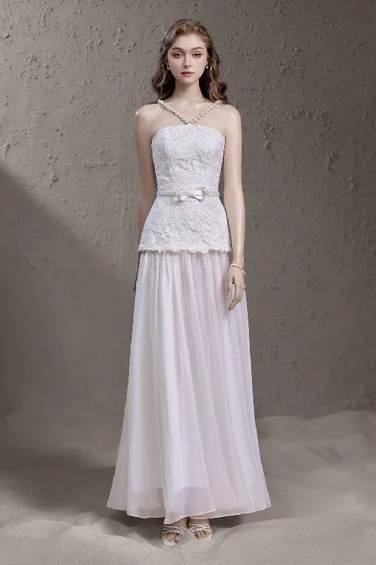 Tube Party Dresses with Sequined Belt for Ladies' Simple and Chic StyleLena Drop Waist V-Neck Silk Lace Floor Length Dress Tube Party Dresses with Sequined Belt for Ladies' Simple and Chic StyleLena Drop Waist V-Neck Silk Lace Floor Length Dress