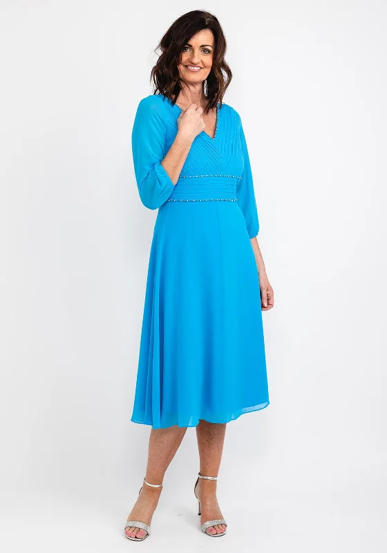 Knee - length midi dress for a versatile and appropriate lengthLizabella Pleated Bodice Chiffon Midi Dress, Ocean Blue