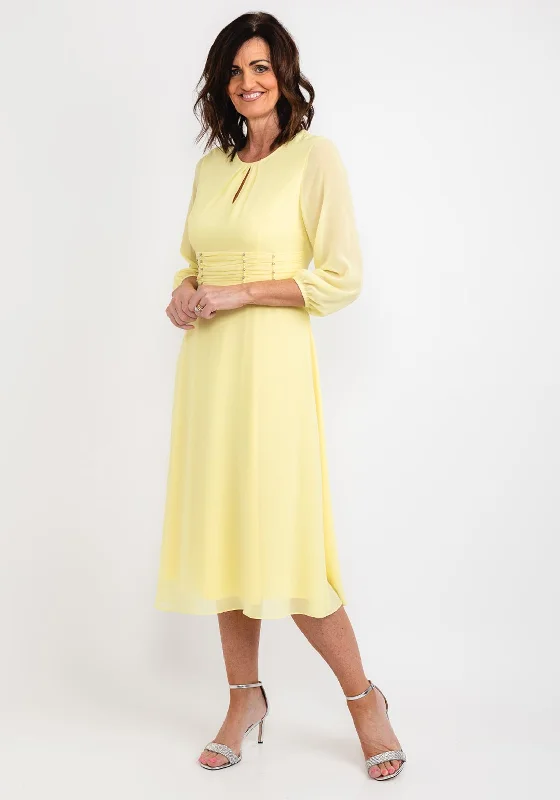 Plaid midi dress for a classic and preppy styleLizabella Keyhole Chiffon Midi Dress, Lemon