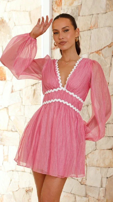 Party Dresses with Embroidered Floral Patterns and Tassel Hem and Sequined Bodice for Ladies' Bohemian and Glamorous LookLois Mini Dress - Pink Party Dresses with Embroidered Floral Patterns and Tassel Hem and Sequined Bodice for Ladies' Bohemian and Glamorous LookLois Mini Dress - Pink