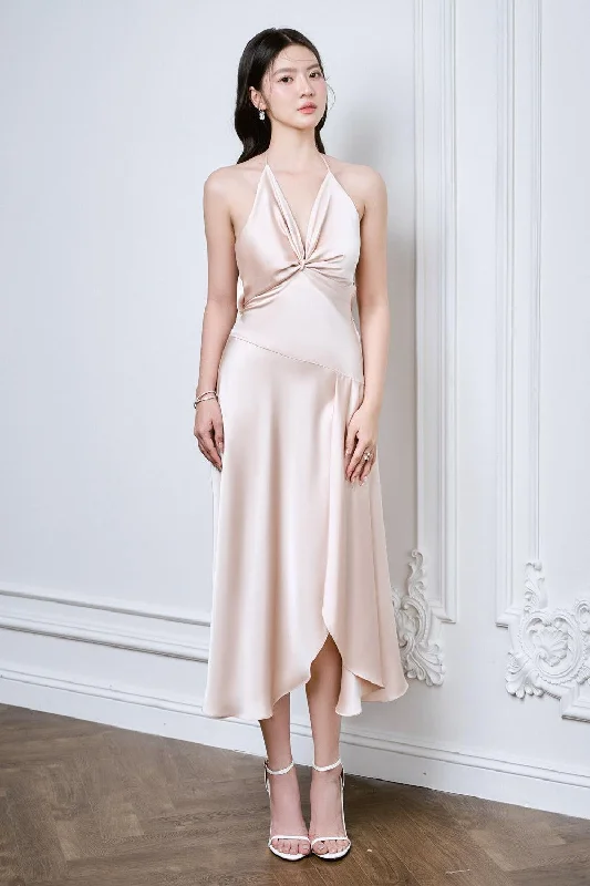 Sheer - sleeved midi dress for an alluring and glamorous effectLousia Drop Waist Twisted Silk Cotton Blend Midi Dress Sheer - sleeved midi dress for an alluring and glamorous effectLousia Drop Waist Twisted Silk Cotton Blend Midi Dress