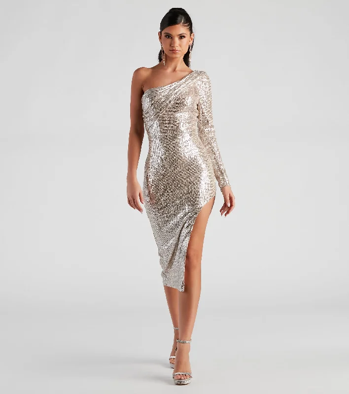 Bow - decorated midi dress for a feminine and charming lookMellie Formal Sequin Midi Dress