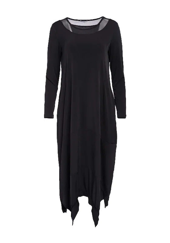Geometric - pattern midi dress for a modern and stylish appearanceNaya Balloon Hem Midi Dress, Black Geometric - pattern midi dress for a modern and stylish appearanceNaya Balloon Hem Midi Dress, Black