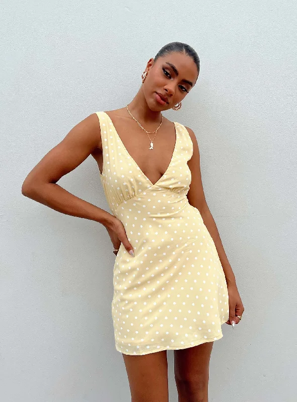 Plaid Party Dresses with Satin Trim for Ladies' Preppy and Stylish VibeNellie Mini Dress Yellow Polka Dot Plaid Party Dresses with Satin Trim for Ladies' Preppy and Stylish VibeNellie Mini Dress Yellow Polka Dot