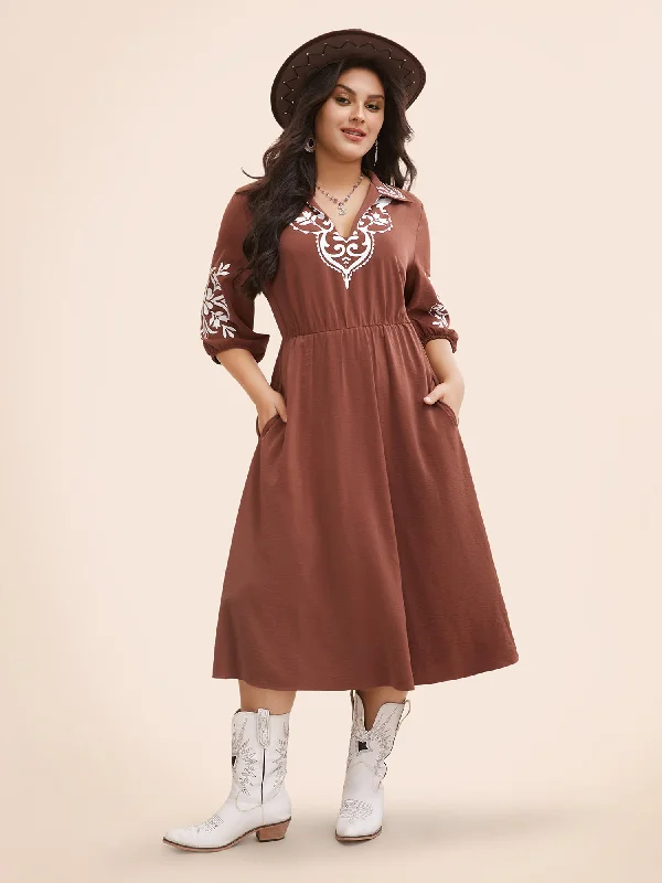 Midi dress for petite body types with proportionate sizingPrecision Printing Waist-Cinching Midi Dress
