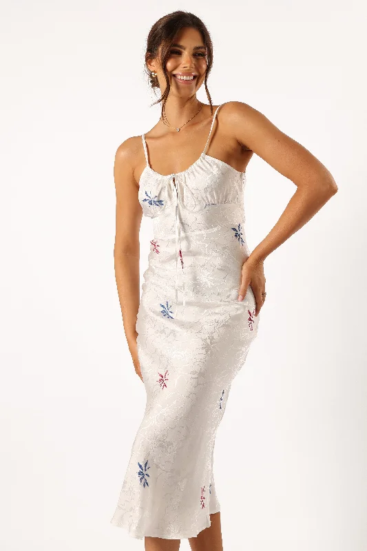 Polka - dot midi dress for a cute and retro lookRosa Midi Dress - White