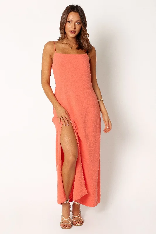 Party Dresses with Bell Sleeves and Ruffled Hem for Ladies' Retro CharmSawyer Midi Slip Dress - Watermelon Party Dresses with Bell Sleeves and Ruffled Hem for Ladies' Retro CharmSawyer Midi Slip Dress - Watermelon