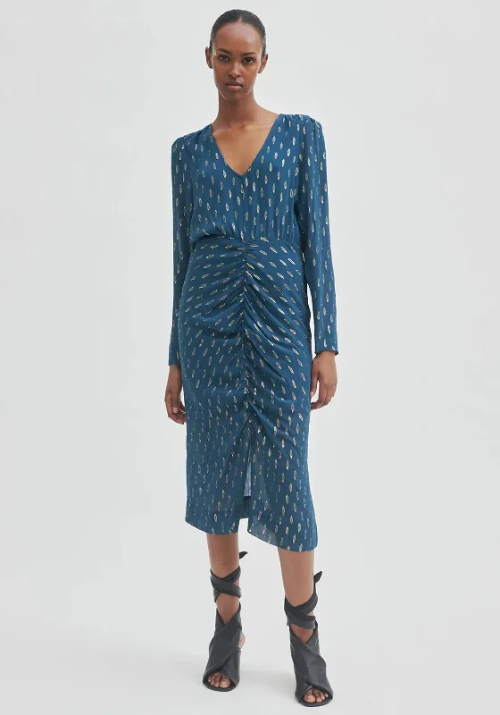 Celebrity - endorsed midi dress popularized by famous personalitiesSecond Female Chavella Midi Dress, Stratified Sea