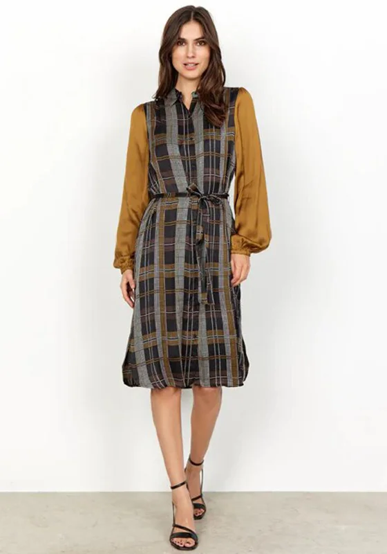 Midi dress for a yoga class with a flexible and breathable fabricSoyaconcept Gerd Midi Dress, Brown Midi dress for a yoga class with a flexible and breathable fabricSoyaconcept Gerd Midi Dress, Brown