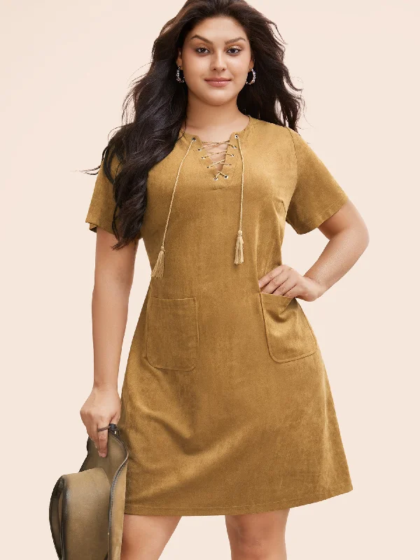Luxury midi dress made from premium materialsSuede Stretchy Back-Waist Midi Dress