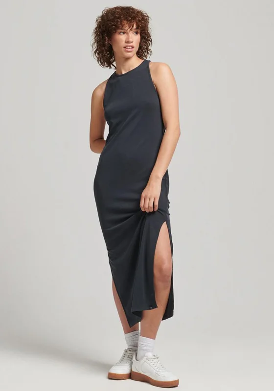 Puff - sleeve midi dress for a feminine and voluminous styleSuperdry Studios Column Midi Dress, Black Puff - sleeve midi dress for a feminine and voluminous styleSuperdry Studios Column Midi Dress, Black