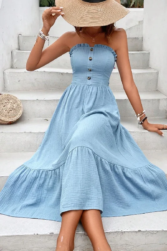 Midi dress for sports activities like horseback riding or yogaSweetheart Neck Buttoned Sleeveless Midi Dress Midi dress for sports activities like horseback riding or yogaSweetheart Neck Buttoned Sleeveless Midi Dress