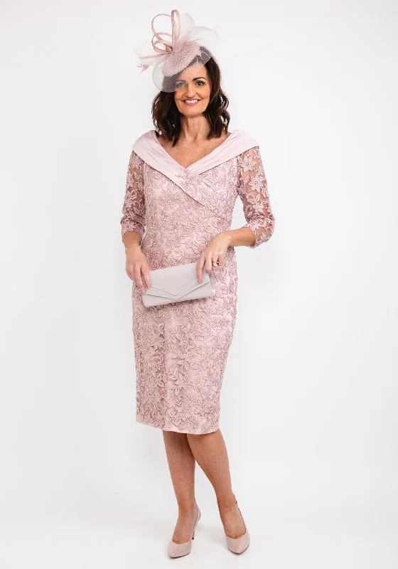 80s - inspired power - dressing midi dress with a bold styleVeni Infantino Wide Neckline Lace Midi Dress, Dusty Rose 80s - inspired power - dressing midi dress with a bold styleVeni Infantino Wide Neckline Lace Midi Dress, Dusty Rose