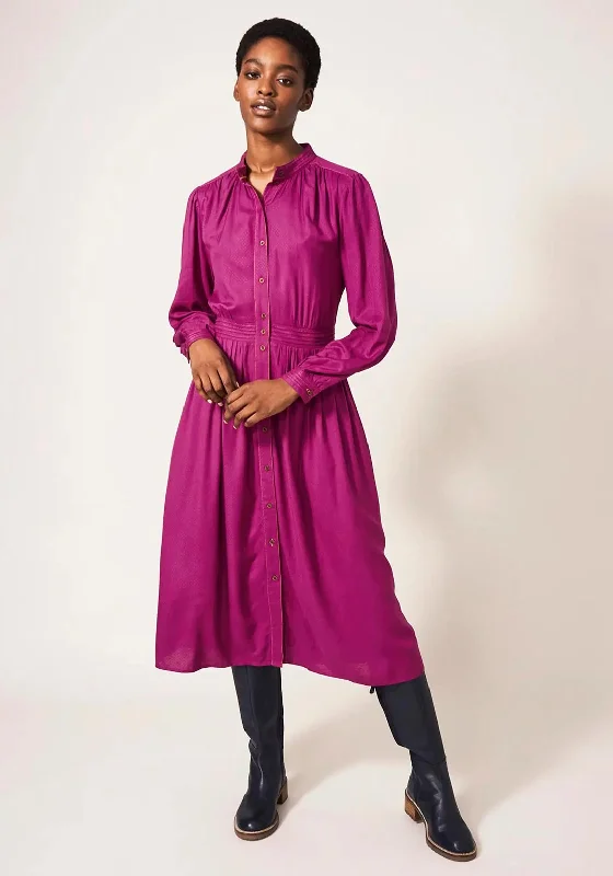 Maxi - length midi dress with a flowing silhouetteWhite Stuff Mirabel Round Neck Midi Dress, Dark Pink