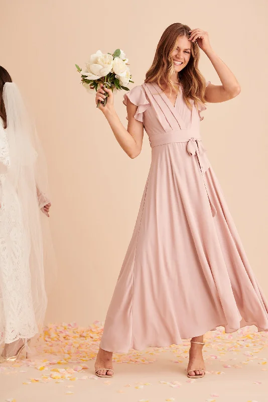 Long Party Dresses with Train for Ladies' Red Carpet EventsWynter Chiffon Dress In Blush Long Party Dresses with Train for Ladies' Red Carpet EventsWynter Chiffon Dress In Blush