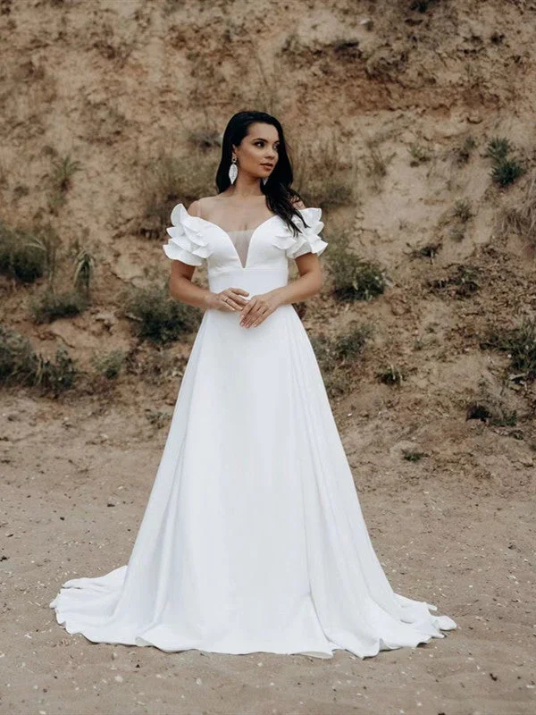 Colorful non - white wedding dress for a bold brideA-line off Shoulder Wedding Dresses, Popular Beach Wedding Dresses, 2022 Newest Bridal Gowns Colorful non - white wedding dress for a bold brideA-line off Shoulder Wedding Dresses, Popular Beach Wedding Dresses, 2022 Newest Bridal Gowns