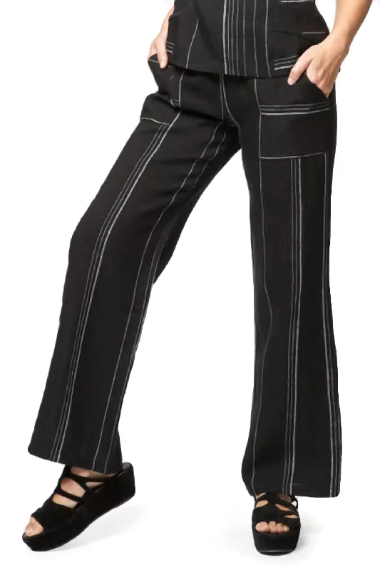 Sheer panel pants for women with a sexy touchAmalfi Linen Pant Stripe In Black Multi Sheer panel pants for women with a sexy touchAmalfi Linen Pant Stripe In Black Multi