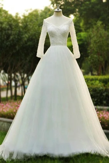 Custom - made plus size wedding dressBall Gown V-Neck Illusion Illusion Brush Train Backless Zipper Illusion Tulle Dress Custom - made plus size wedding dressBall Gown V-Neck Illusion Illusion Brush Train Backless Zipper Illusion Tulle Dress
