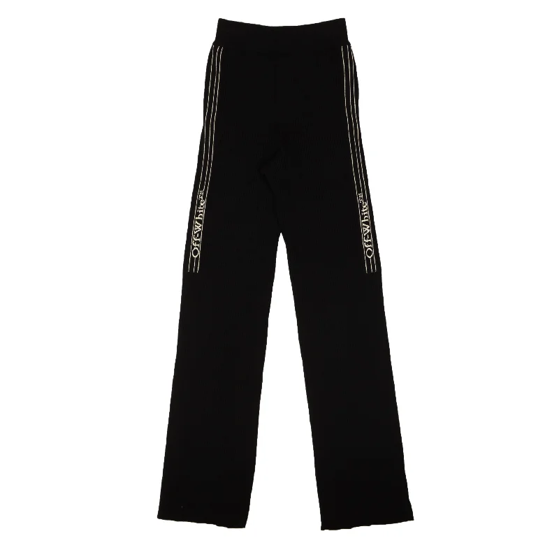 Thermal lined wide leg pants for women in a warm and stylish styleBlack Logo Stripe Pants Thermal lined wide leg pants for women in a warm and stylish styleBlack Logo Stripe Pants