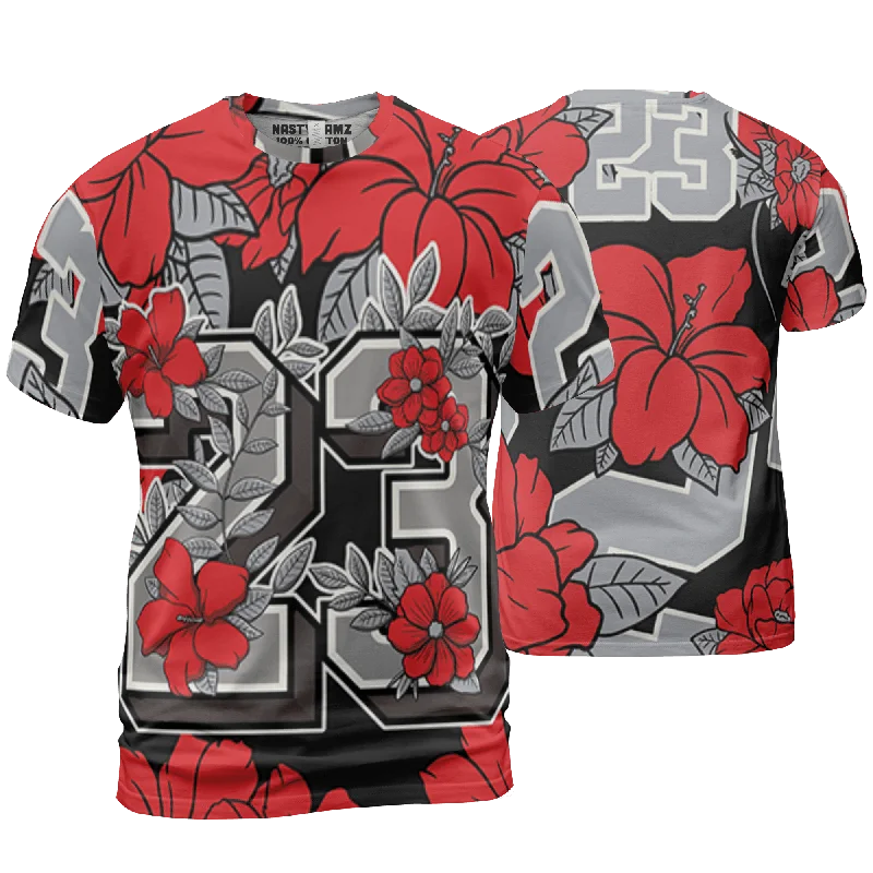 Open - front women's T - shirt with a beltNastyJamz Bred Reimagined 4s T Shirt Match 23 Floral 3D All-Over Print Flowers Open - front women's T - shirt with a beltNastyJamz Bred Reimagined 4s T Shirt Match 23 Floral 3D All-Over Print Flowers