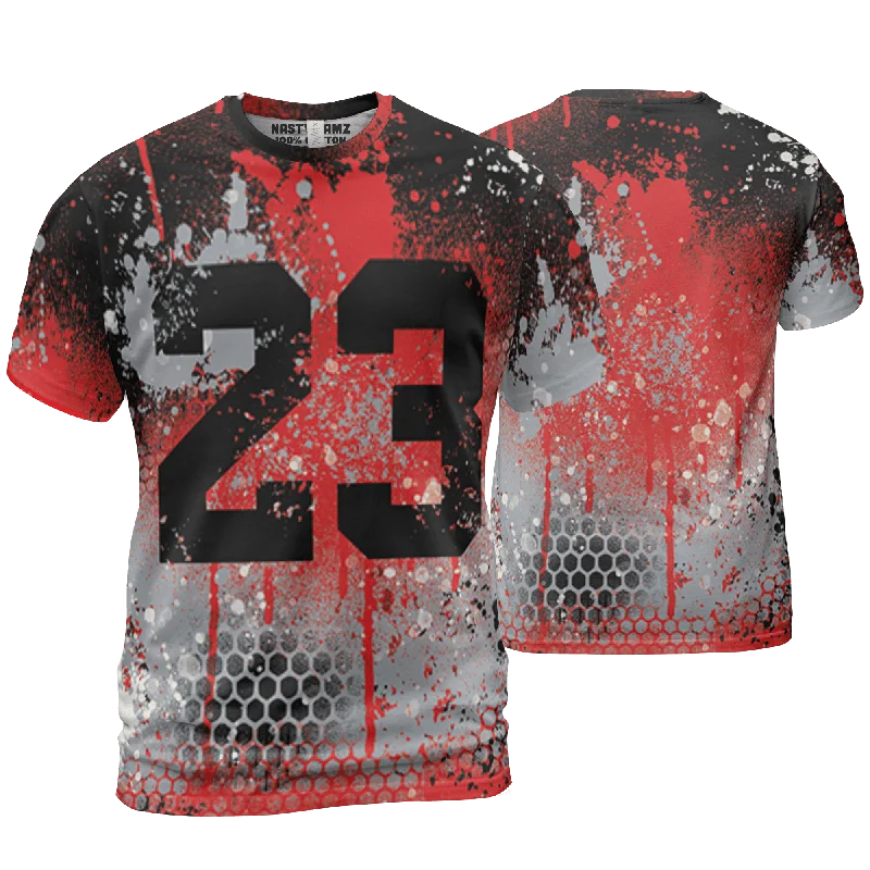 Long - sleeved women's T - shirt with a flutter - sleeve designNastyJamz Bred Reimagined 4s T Shirt Match 23 Painted Graffiti 3D All-Over Print Long - sleeved women's T - shirt with a flutter - sleeve designNastyJamz Bred Reimagined 4s T Shirt Match 23 Painted Graffiti 3D All-Over Print