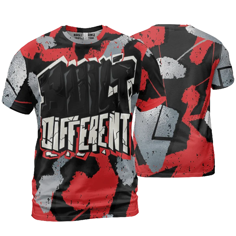 Women's T - shirt with a metallic - colored threadNastyJamz Bred Reimagined 4s T Shirt Match Built Different 3D All-Over Print Broken Women's T - shirt with a metallic - colored threadNastyJamz Bred Reimagined 4s T Shirt Match Built Different 3D All-Over Print Broken